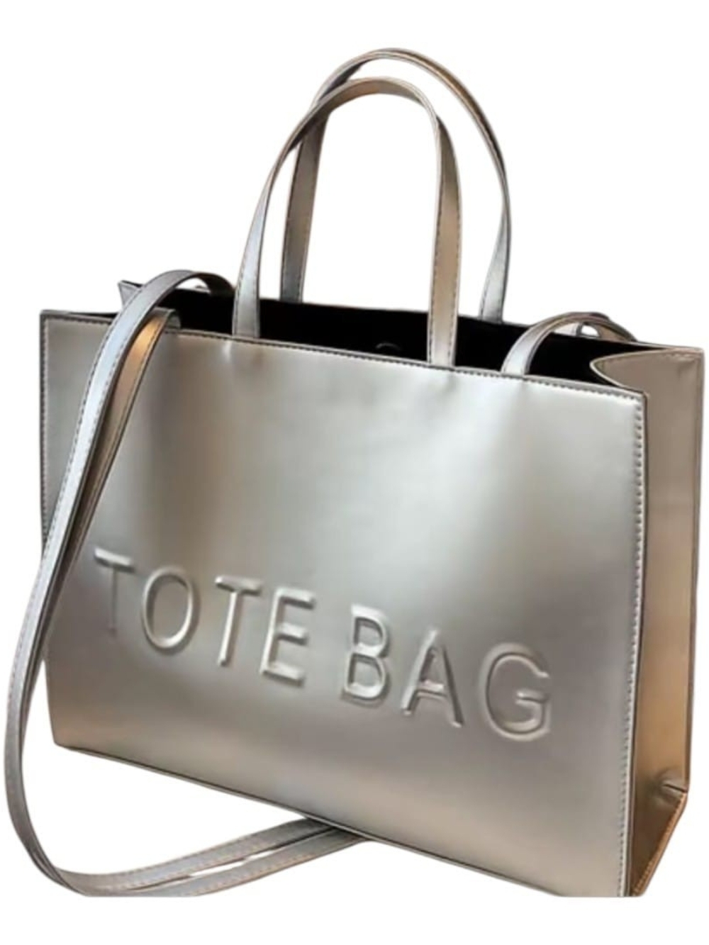 Silver Tote Bag Shoulder Handbag